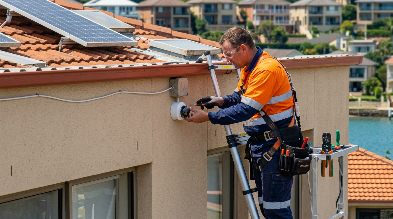 Technicien installation caméra